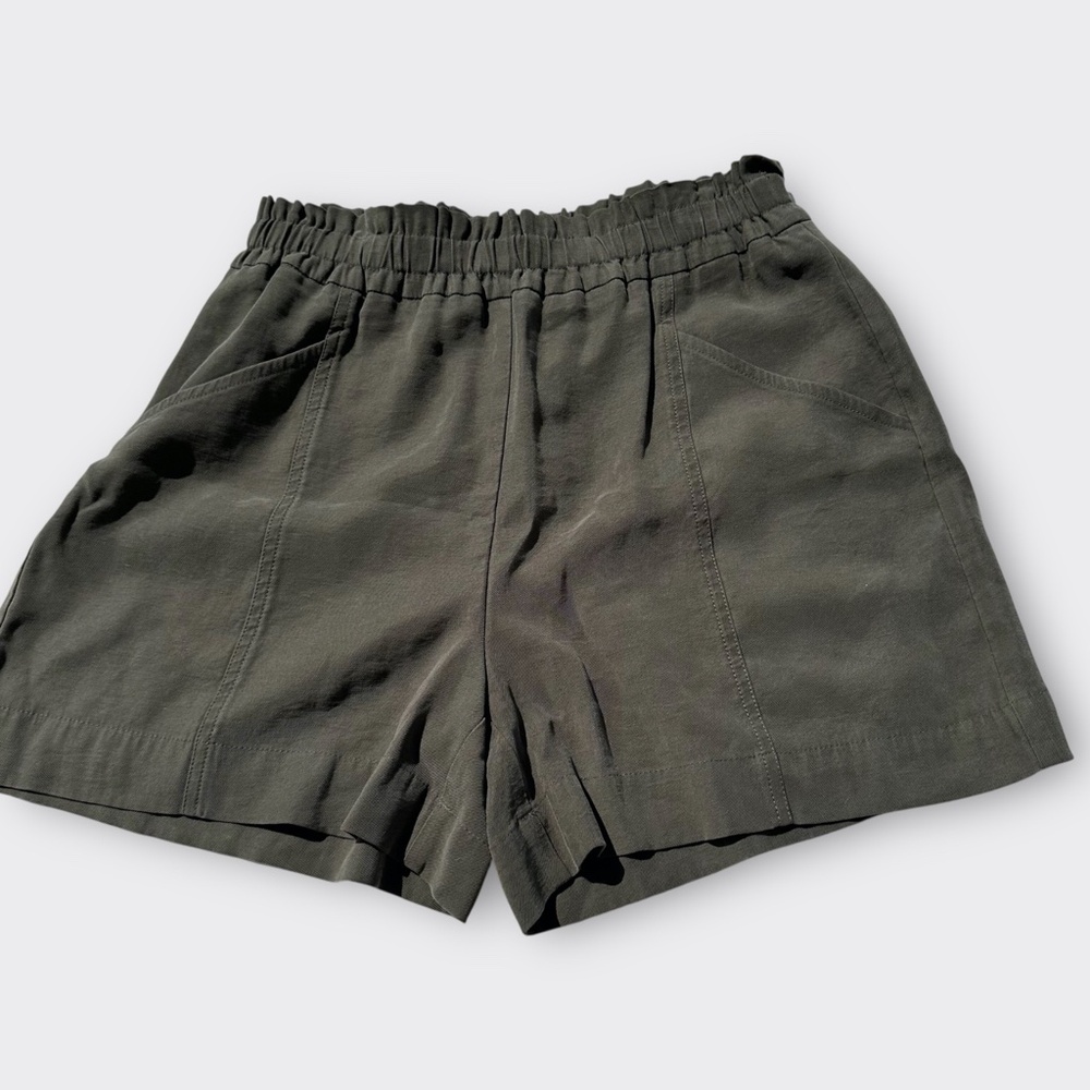 VERA WANG Women Landis Short Pull On High Waist Olive Green Petite M